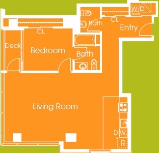 1 Bed 1.5 Bath (1,034 sq ft) floor plan
